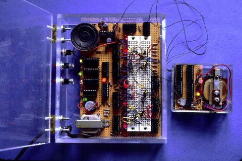 Electronic timer (at left), Noncircadian unit (at right)